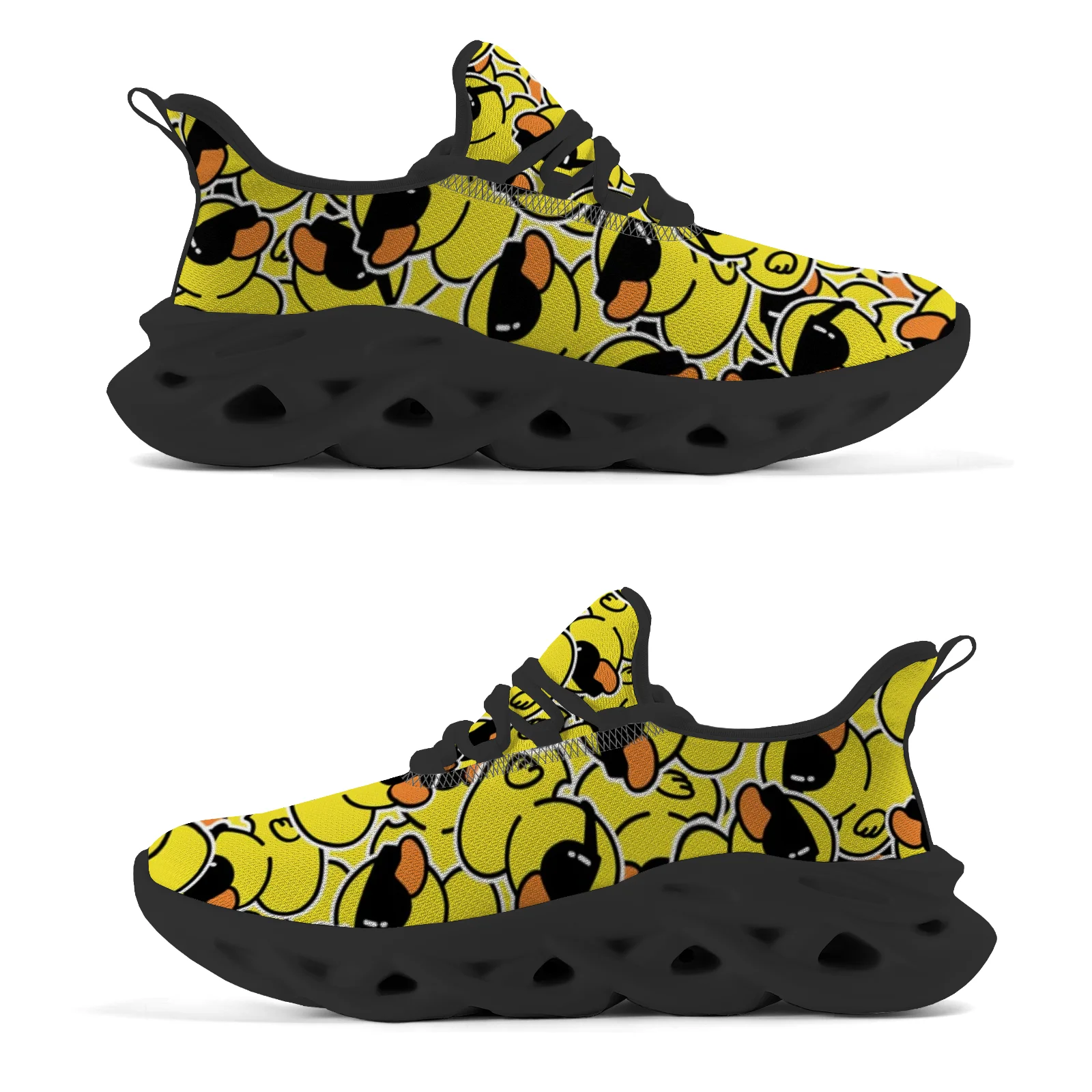 Gele eend met zonnebril casual sneakers, heren en dames, hardloopschoenen, lichtgewicht mesh-schoenen