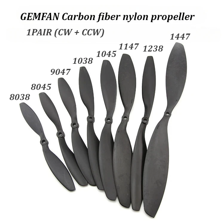 

1Pair Gemfan Carbon Fiber Nylon CW CCW PROP 8038 8045 9047 1045 1147 1238 1447 Propeller for RC Fixed Wing Aircraft Model