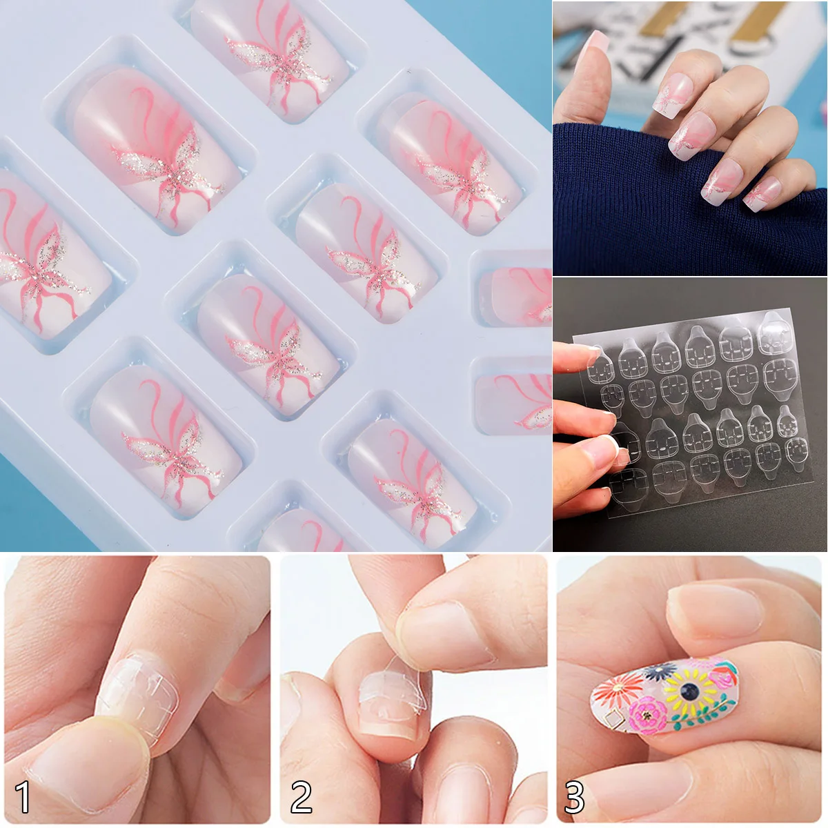 

Flat Rate Shipping With 1 Piece Of Nail Adhesive Tape 24pcs/Box Pres-On Nail Art Tips Full Cover 10 Sizes False Nail Art