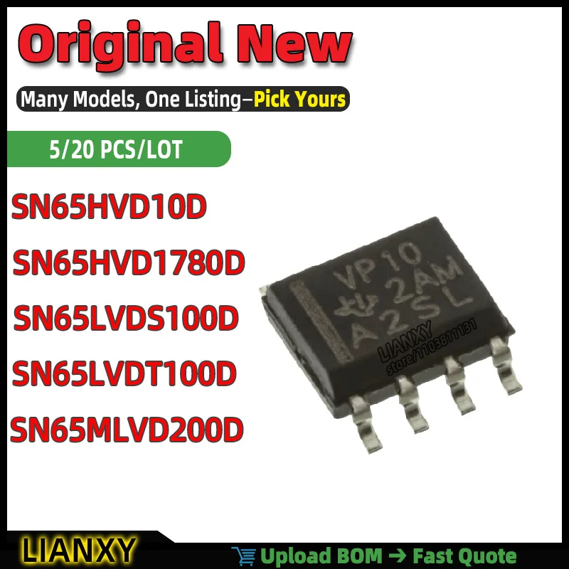 SN65HVD1780D SN65HVD10D SN65LVDS100D SN65LVDT100D SN65MLVD200D SOIC-8 RS-485 TRANSCEIVER New Original