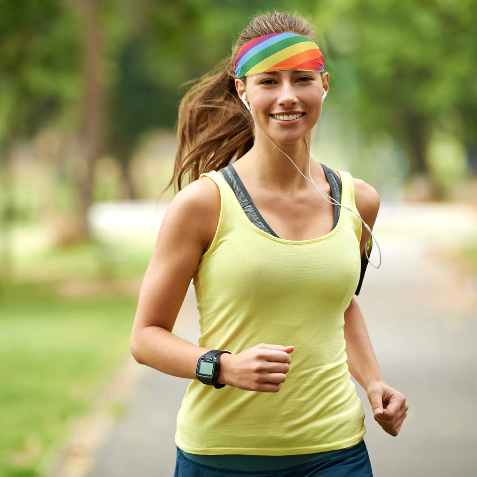 Rainbow Elastic Yoga Headband for Running, Fitness, Workout, Sports & Pilates – Sweat-Absorbing