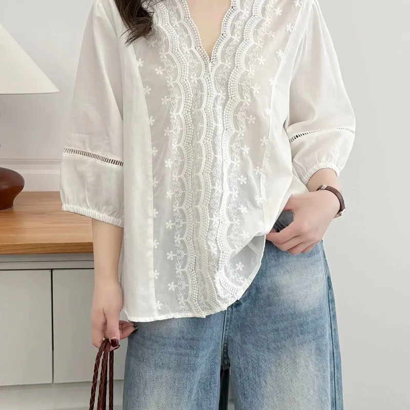 Damen-Bluse mit Spitzensticker – Embroidery Blouse Bewertung und Preis