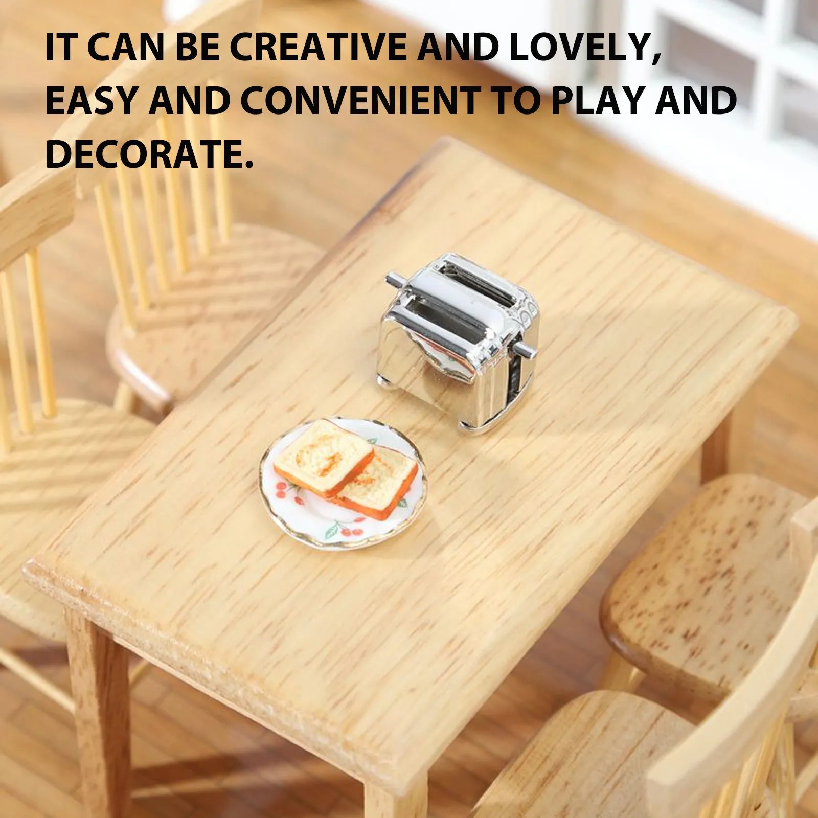 Mini Toaster For Kids Pretend Play Kitchen Christmas Stocking Stuffers Miniature Bread Maker Simulation Appliance