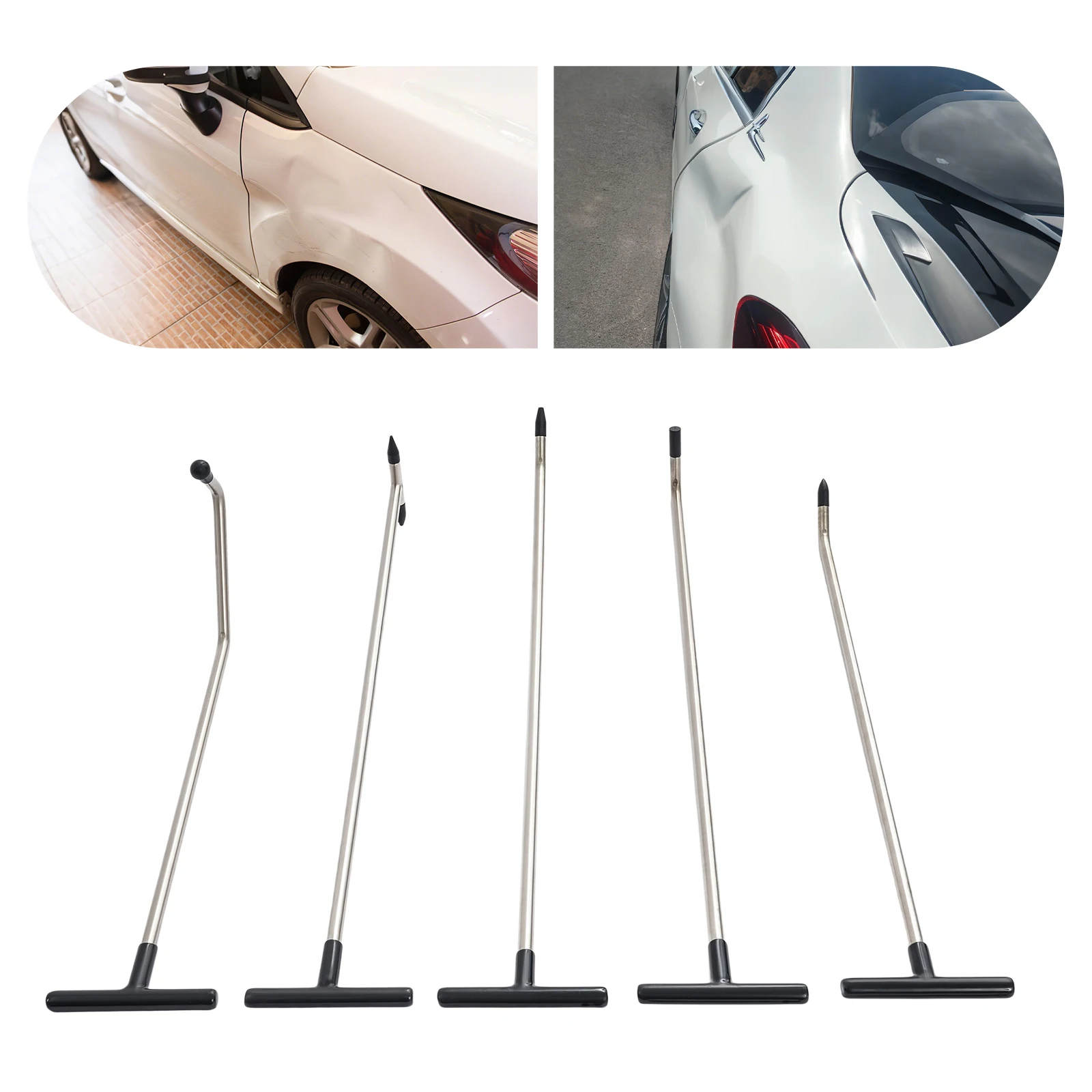 

Paintless Dent Repair Kit - 5 Rods 9 Taper Heads S/O-Hooks Tool for Car/Motorcycle/Metal Surface Restoration