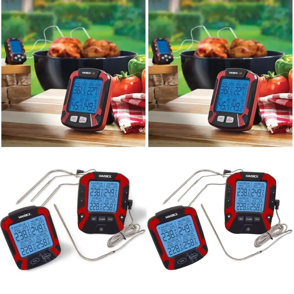 

Extended Range Digital Remote 4-Probe BBQ Thermometer with Wireless Meat Thermometer, Black/Red Adrenaline Barbecue XR-50