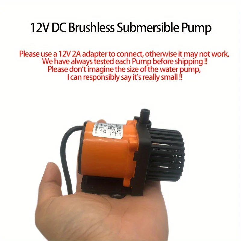 12V Water Small Submersible Pump 5/16 Inch Outlet Quiet DC Brushless Pump Suitable for Aquarium Fish Tank Fountain Pool Bathe