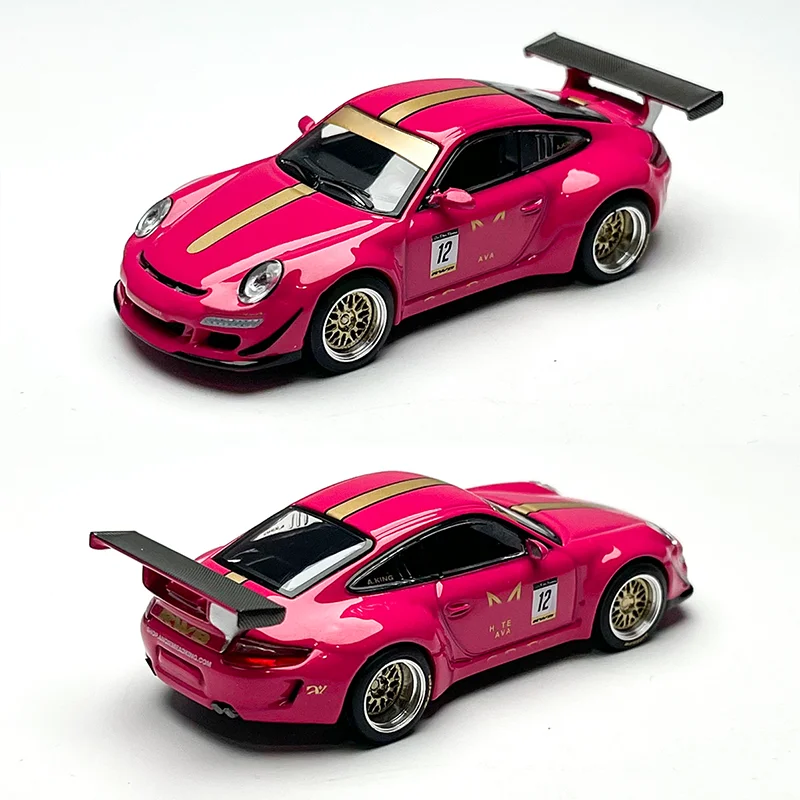 

POPRACE 1:64 Scale Alloy RWB 997 AVA Pink Simulation Car Model Collection Display Ornament Toy Gift