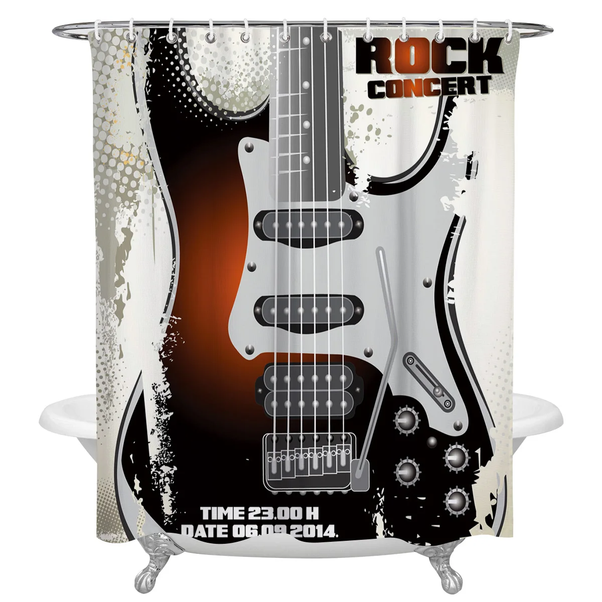 Rock Music Guitar Waterproof Bathroom Decoration Shower Curtain With Hook Printed Bathtub Curtains Bathroom Accessories