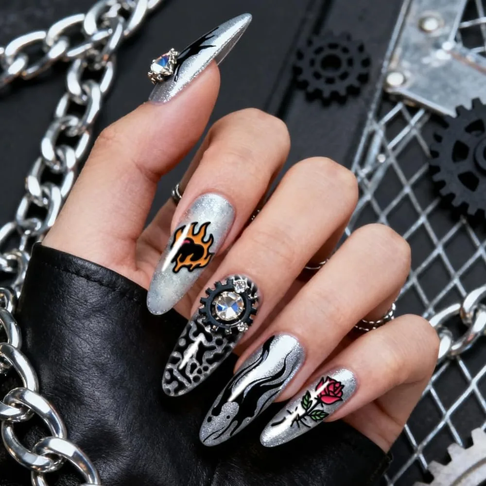Stainless Steel DIY Nail Art Templates Set