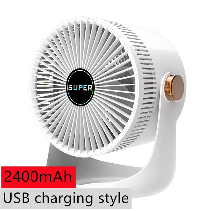 Ventilatore elettrico a circolazione d'aria ricaricabile USB da tavolo per uso domestico caldo ventilatore di raffreddamento montabile a parete con batteria da 2400Mah