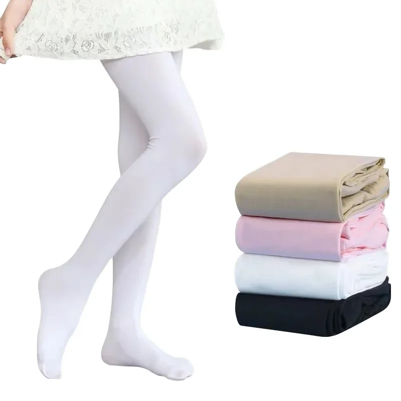 Summer Spring Candy Color Kids Pantyhose Ballet Dance Tights for Girls Stocking Children Velvet Solid White Pantyhose Autumn