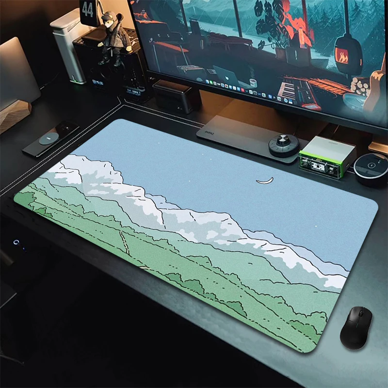 HD Print Large Gaming Mousepad Cute Rubber Keyboard Mouse Pad Kawaii Frog Locking Edge Desk Mat Office Non-Slip Mouse Mat Carpet