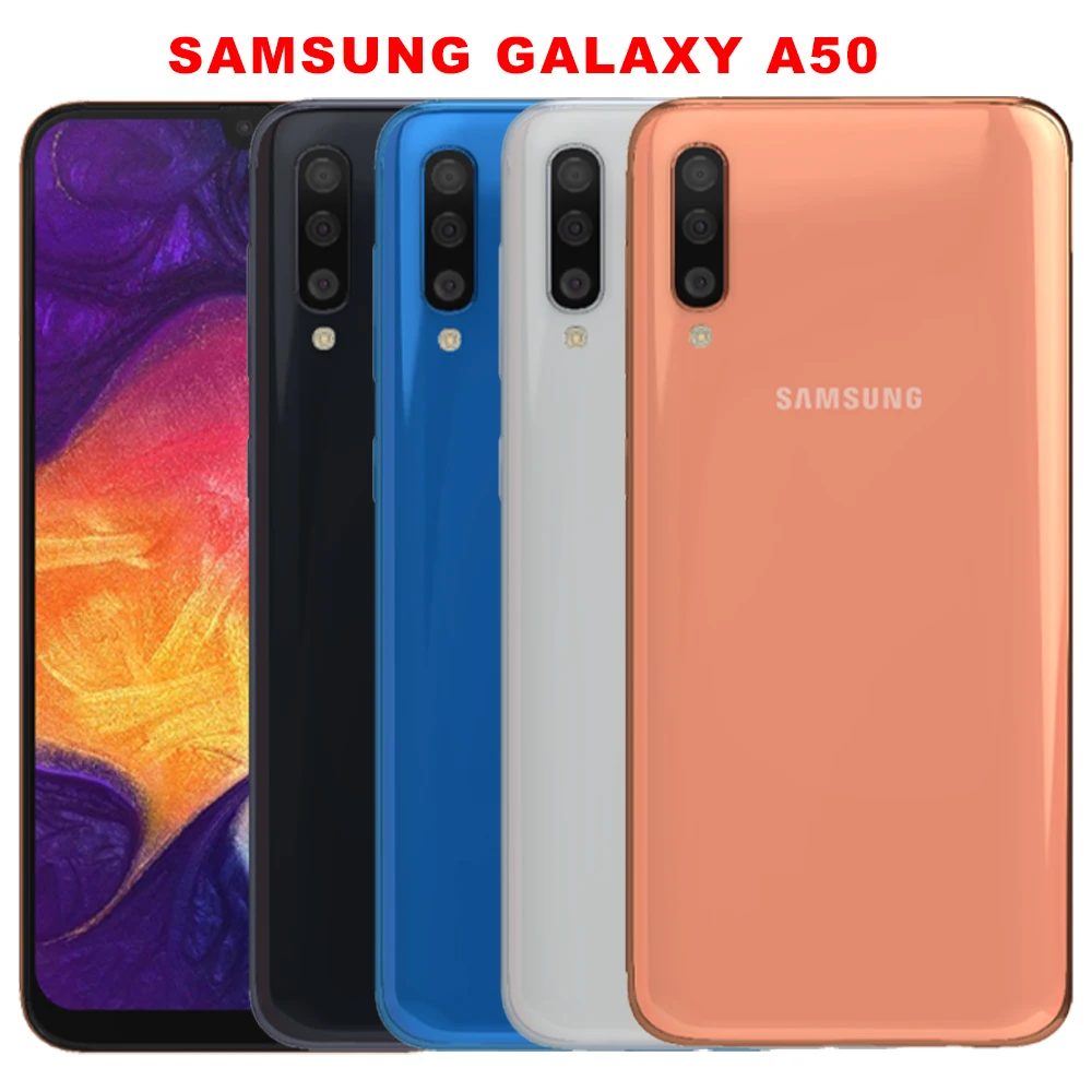 Оригинальный мобильный телефон Samsung Galaxy A50 A505F A505U 4G, 4 ГБ ОЗУ, 64 ГБ ПЗУ, 6,4 дюйма, 25 МП + 8 МП + 5 МП, восьмиядерный мобильный телефон Android A50 Оригинальный мобильный телефон Samsung Galaxy A50 A505F A505U 4G, 4 ГБ ОЗУ, 64 ГБ ПЗУ, 6,4 дюйма, 25 МП + 8 МП + 5 МП, восьмиядерный мобильный телефон Android A50