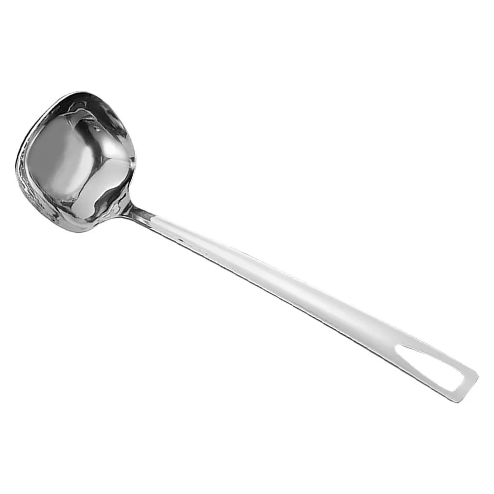 

Stainless Steel Square Soup Ladle Non-Slip Handle Cooking Serving Strainer Kitchen Utensil Oil Skimmer Gravy Sauce