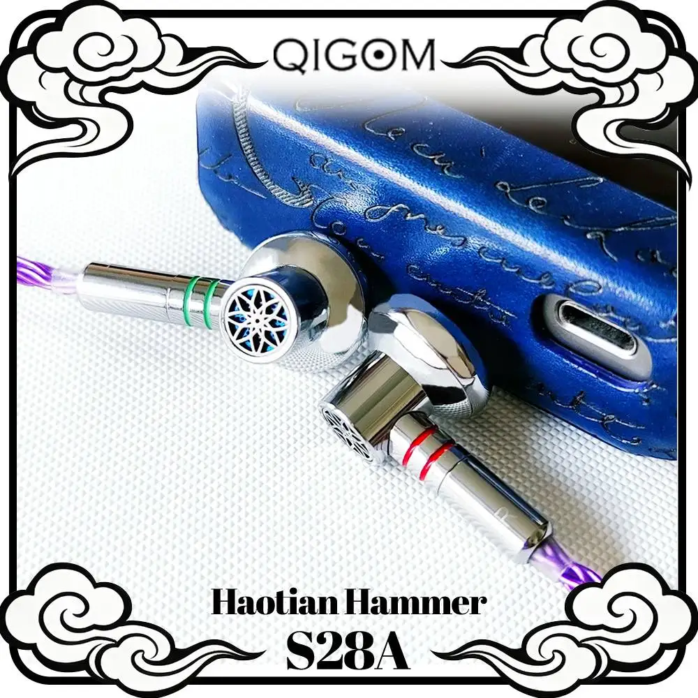QIGOM Wired Flathead Headsets, 28Ω 112dB, MMCX Replaceable Wire, Tri-frequency Equalization, Earphone S28A Haotian Hammer Ⅲ