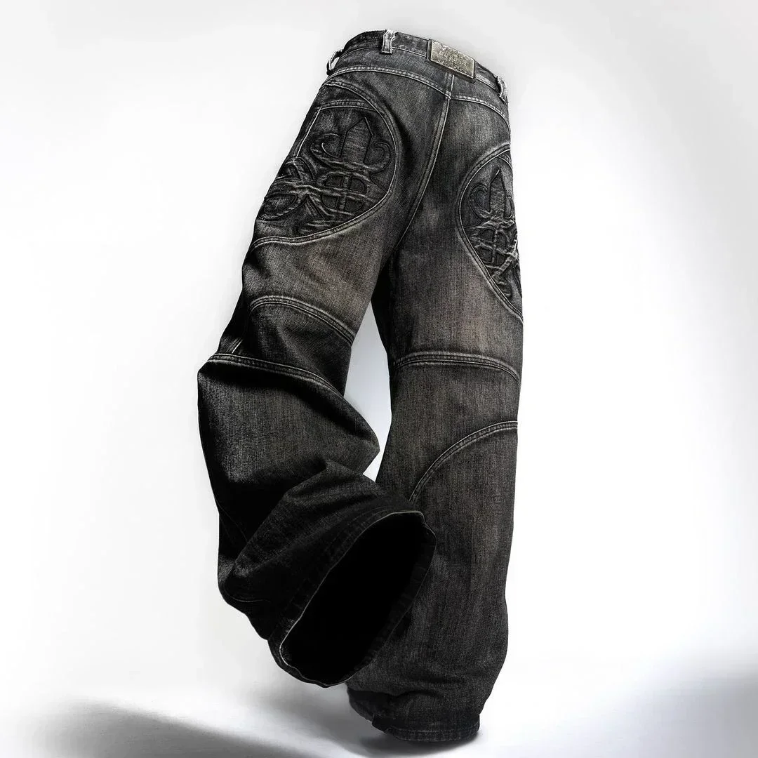 Y2K Wide Leg Pant Unisex American Retro Streetwear Washed Loose Jeans Women\'s Personality Harajuku Trendy High Waisted Jeans