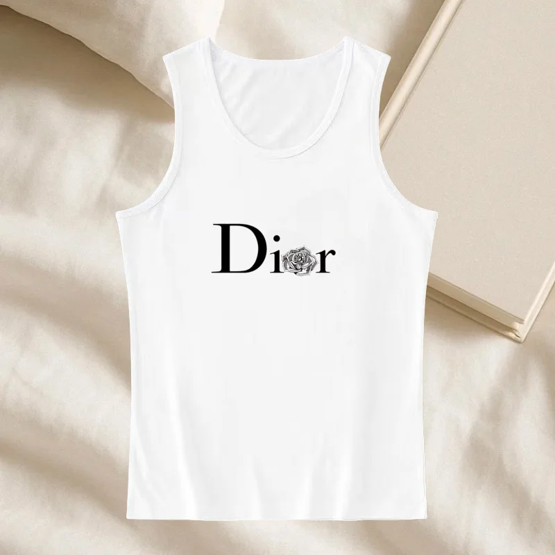

2025 Women's Spice Girls Summer Vest Tide Brand Light Luxury Crew Neck Sleeveless Bottom Suspender New Printed Slim Top Vest