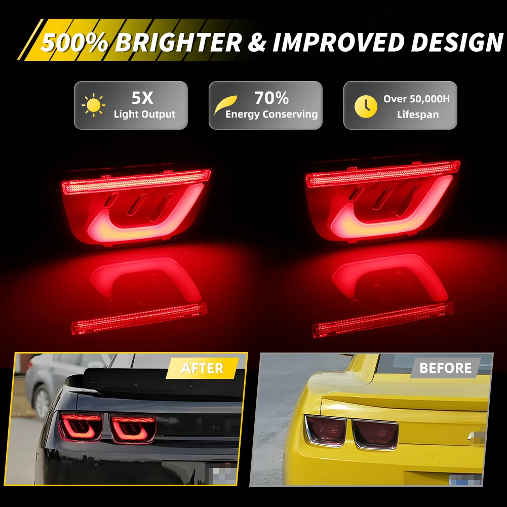 2 قطعة المصد الخلفي عاكس ضوء DRL الذيل ضوء الفرامل ضوء بدوره مصباح إشارة ث/LED ل 2010 2011 2012 2013 شيفروليه كامارو