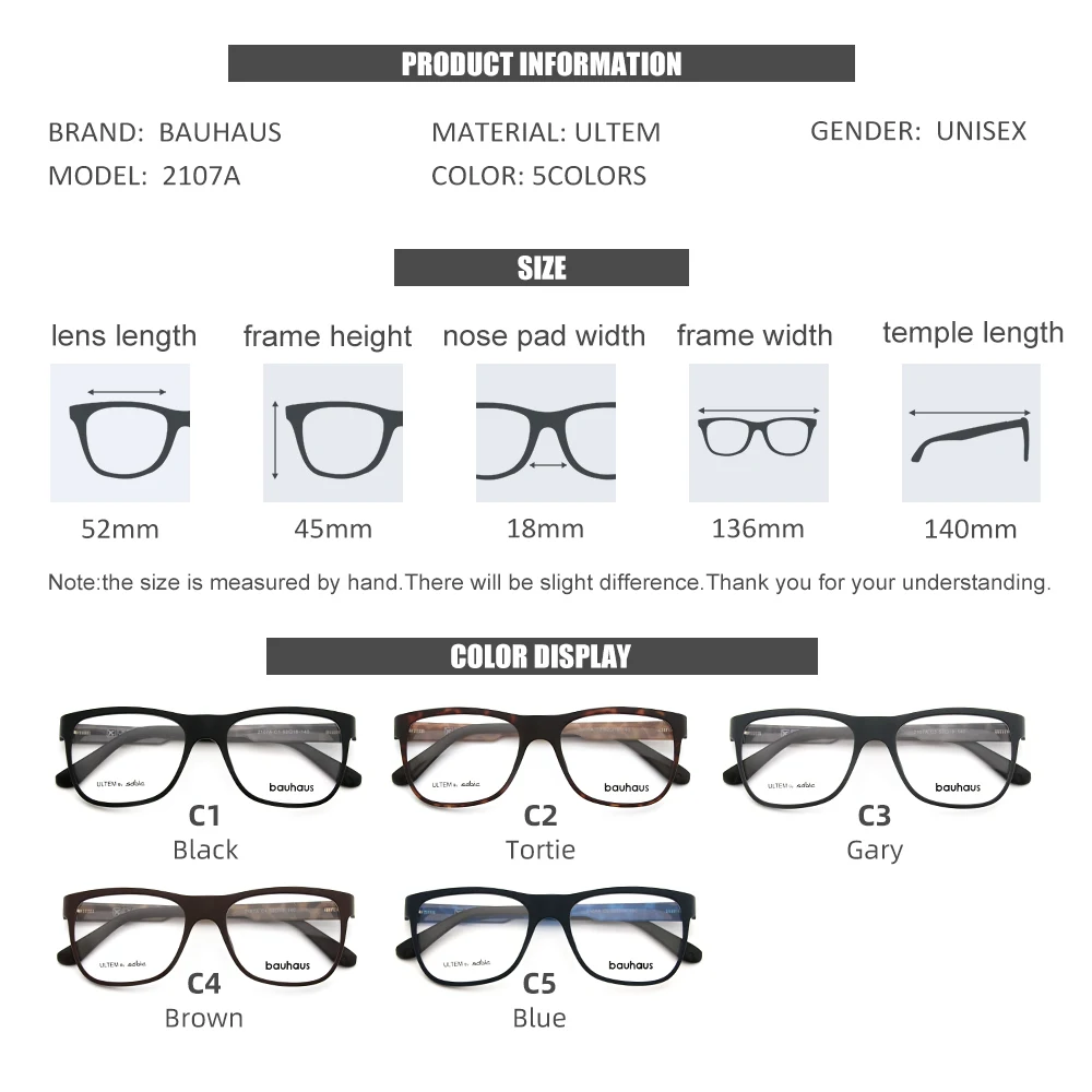 2107A Ultem frames acetate fashion design glasses myopia