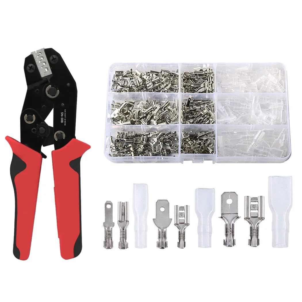 270Pieces 2.8/4.8/6.3 mm Insulated Wire Connector kit Wire Terminal Crimp Spade Female Socket Connector Assortment with Pilers
