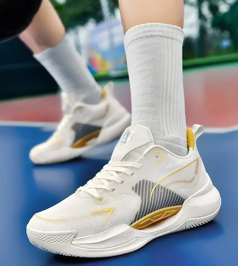 Summer new boys friction will ring basketball shoes middle older children mesh breathable non-slip shock absorbing sports shoes