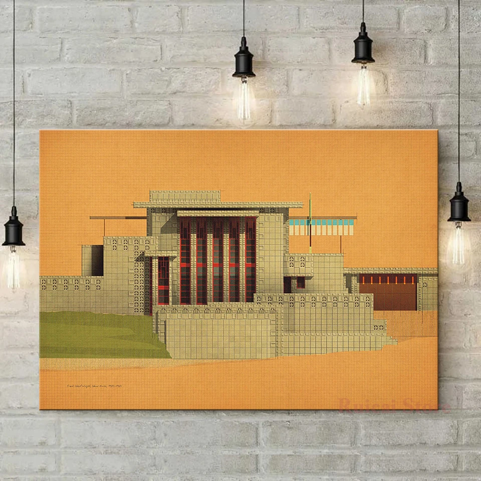 Frank Lloyd Wright, Storer House Poster lienzo arte pared de habitación pintura decoración del hogar
