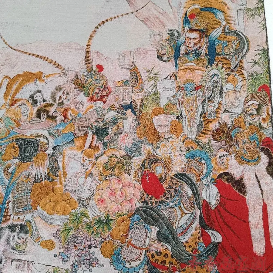 Tibet Tibetan Cloth Silk Great Sage Equal to Heaven Sun Wukong Thangka Tangka Embroidery Painting