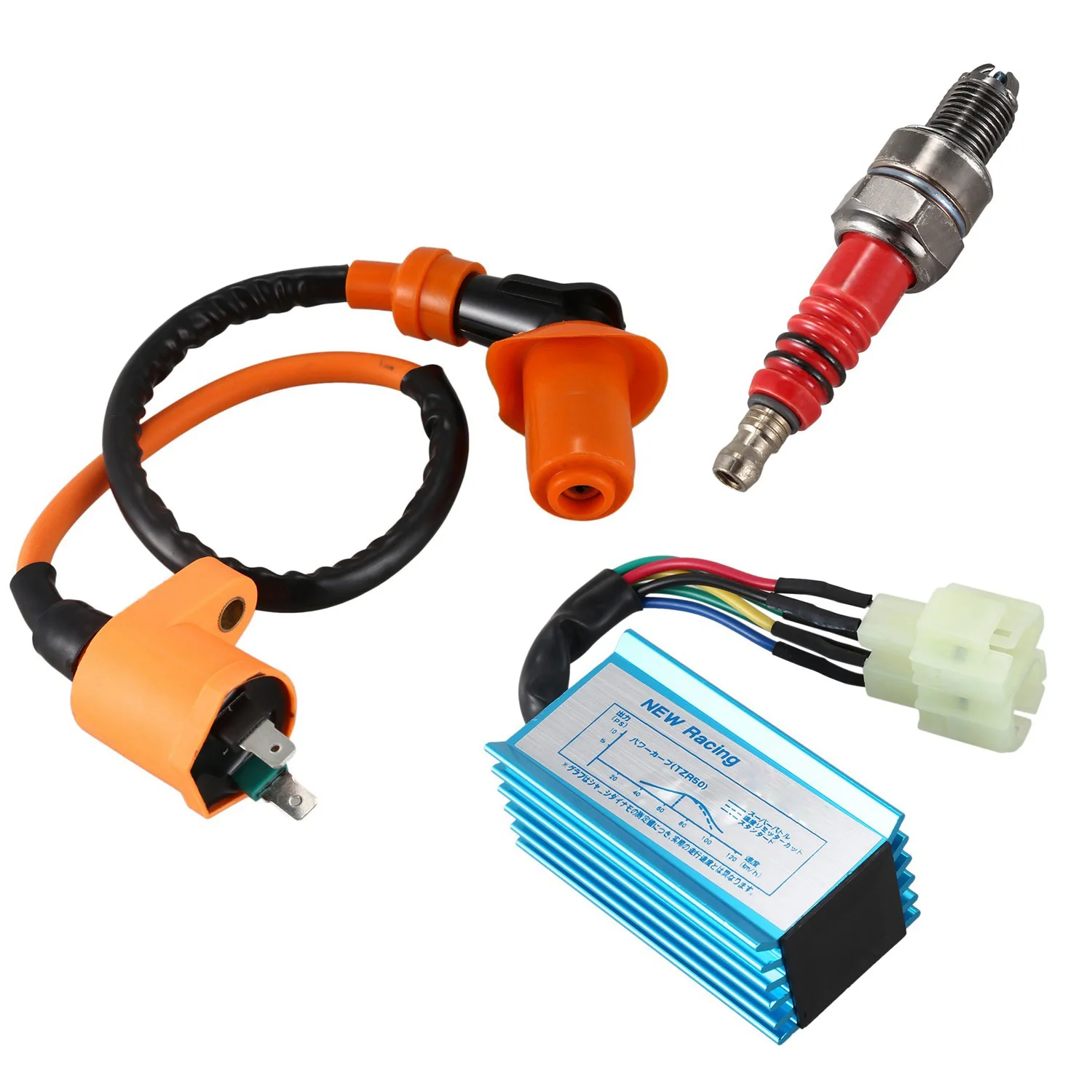 Racing Ignition Coil+Spark Plug+CDI Box For GY6 50cc-150cc 4-Stroke Engines ATV