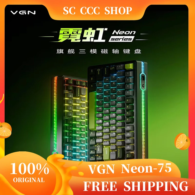 

VGN Neon 75 Mechanical Keyboard 75% Size Tri-Mode E-Sports Game Hot Swap 8000mAh Magnetic Switch Customizable PC Accessory Gifts