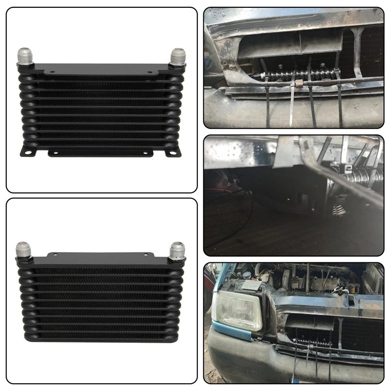 

AN10 32mm Aluminum 10 Row Engine/Transmission Racing Oil Cooler Black