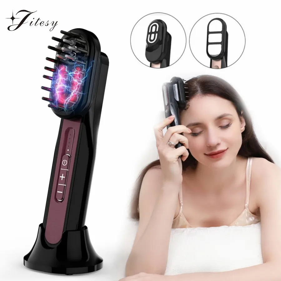 

Portable Hair Growth Comb TENS Red and Blue Light Head Massage 3-in-1 Face and Body Hair Growth Comb Laser Hair Loss Prevention