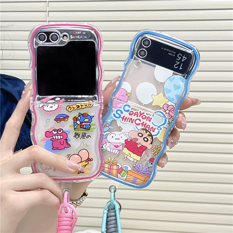 Cute Cartoon Japan Anime Crayon Shin chan Phone Case For Samsung Galaxy Z Flip 7 6 5 Case Soft TPU Back Cover For Z Flip 3 4 view 2