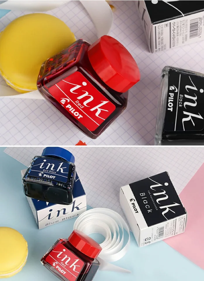Japan Baku / PILOT INK-30 Farbstofftinte Flasche Schwarz, Rot, Blau, Dunkelblau für Füllfederhalter – Detail 2