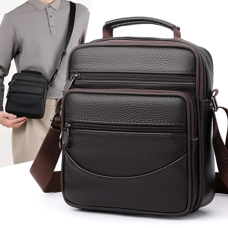 Crossbody Shoulder Bag with Top‑Handle Multi‑Zipper Pockets Lightweight Portable Travel Business Daily Storage Messenger Handbag
