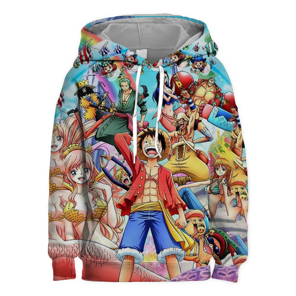 One Piece Cobranded Hooded Sweatshirt Men Cartoon Anime Luffy Zoro Ace Clothes Peripheral 3D Thin Nautical Jacket Autumn New Top