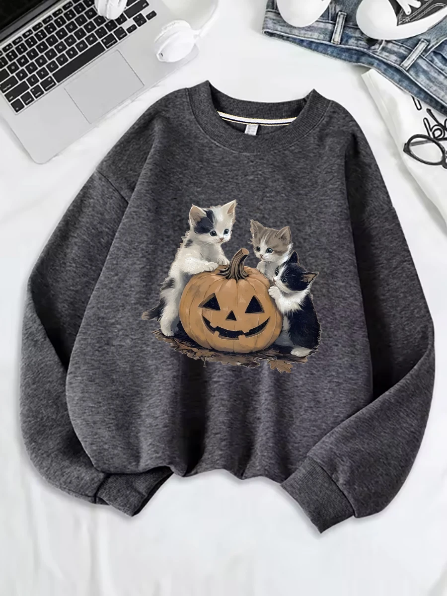 

Толстовка с круглым вырезом и длинным рукавом с принтом, повседневная, теплая, стильная, с индивидуальным узором, тяжелая вес (вес ткани 220–320 г/м2)