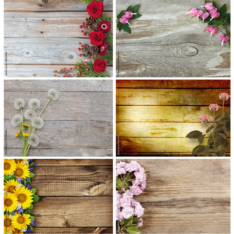 

SHUOZHIKE Art Fabric Photography Backdrops Props Flower Wood Planks Photo Studio Background 2211 HBB-01