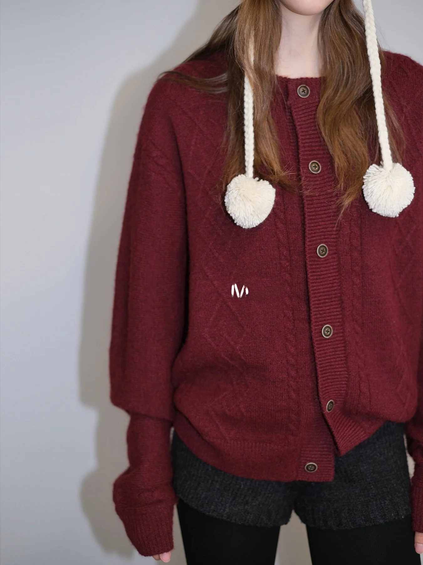 

Ретро-красный свободный кардиган-свитер для женщин, эксклюзив онлайн-продаж, полиэстер 45%, другие материалы 43%, шерсть 8%, спандекс 4%