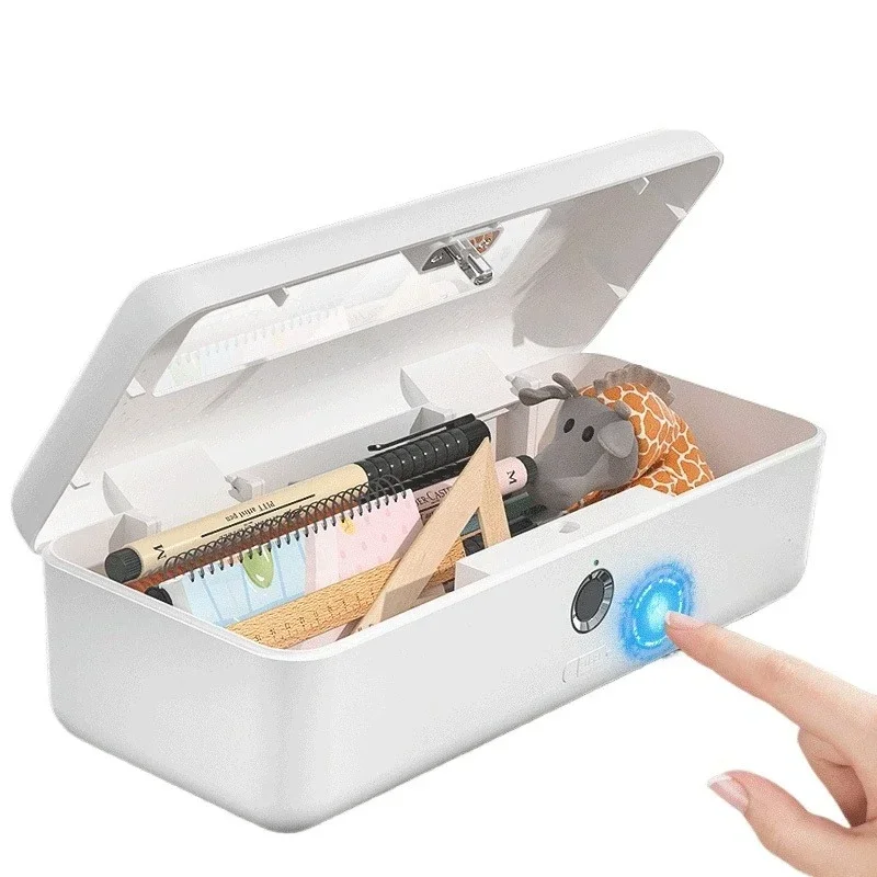 

Fingerprint unlock stationery box multi-function large capacity