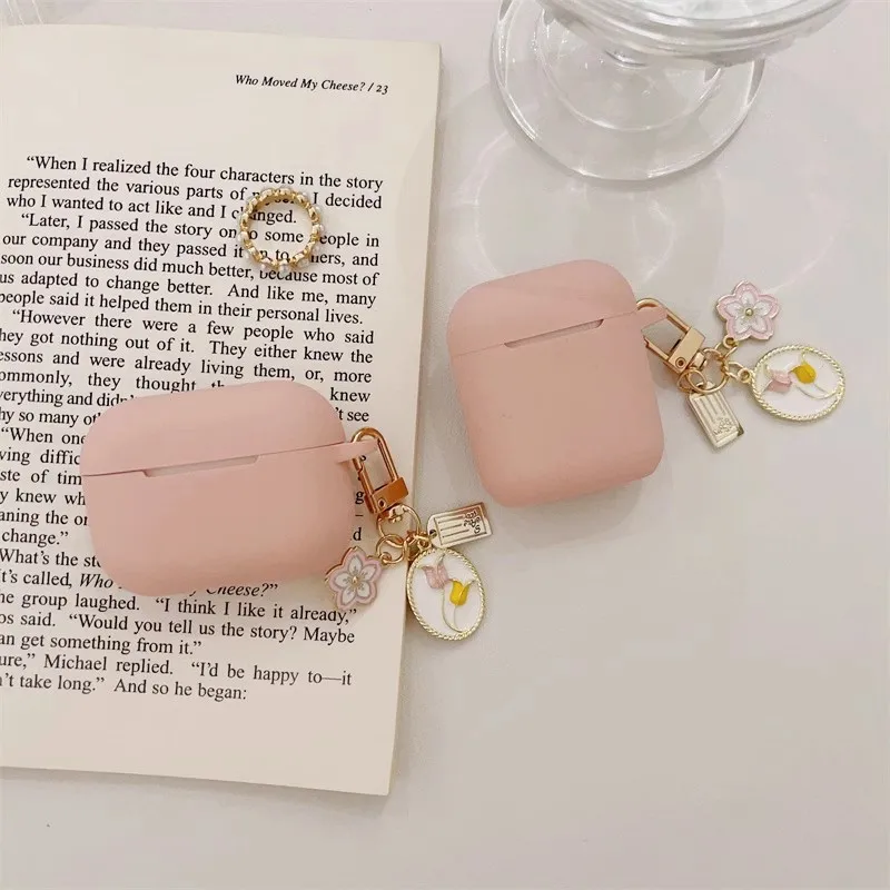 Apple Airpods Pro 2,ピンクのシリコンペンダントケース,1, 2, 3, 4ヘッドセット用のヴィンテージスタイルのチューリップケース