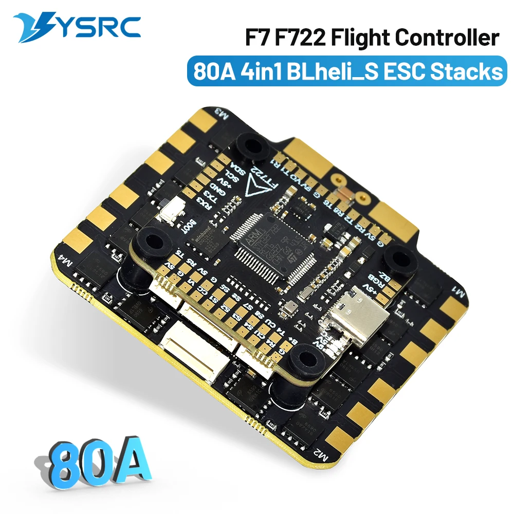 F7 F722 Flight Controller 3-8S Lipo 16MB Blackbox 80A 4in1 BLheli_S ESC Stacks 30.5*30.5mm for 13inch 15inch RC Freestyle Drones