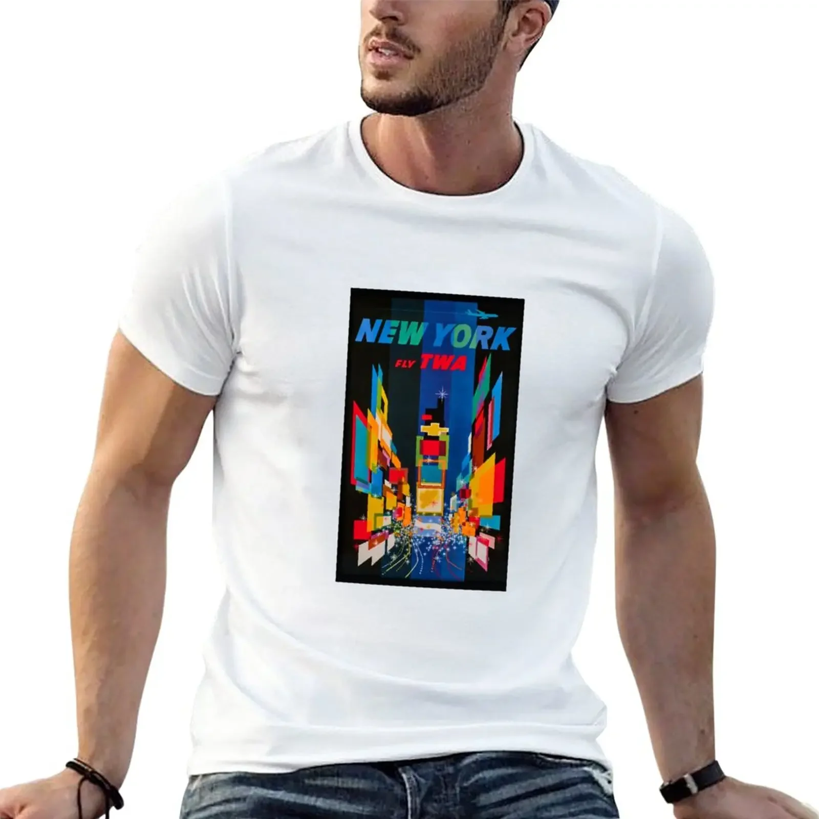 New York Classic Travel Poster T-Shirt blanks heavyweights t shirts for men pack