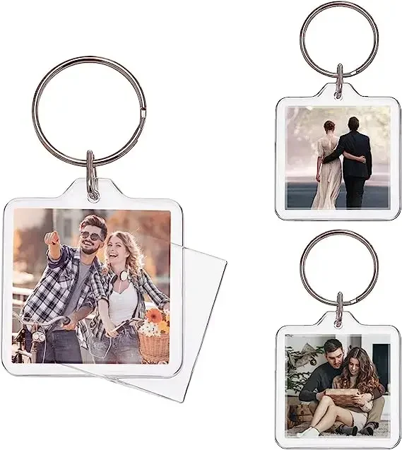 1-10pcs DIY Photo Keychian Acrylic Picture Insert Keyring Round Square Custom Split Key Chains for Anniversary Graduation Gifts