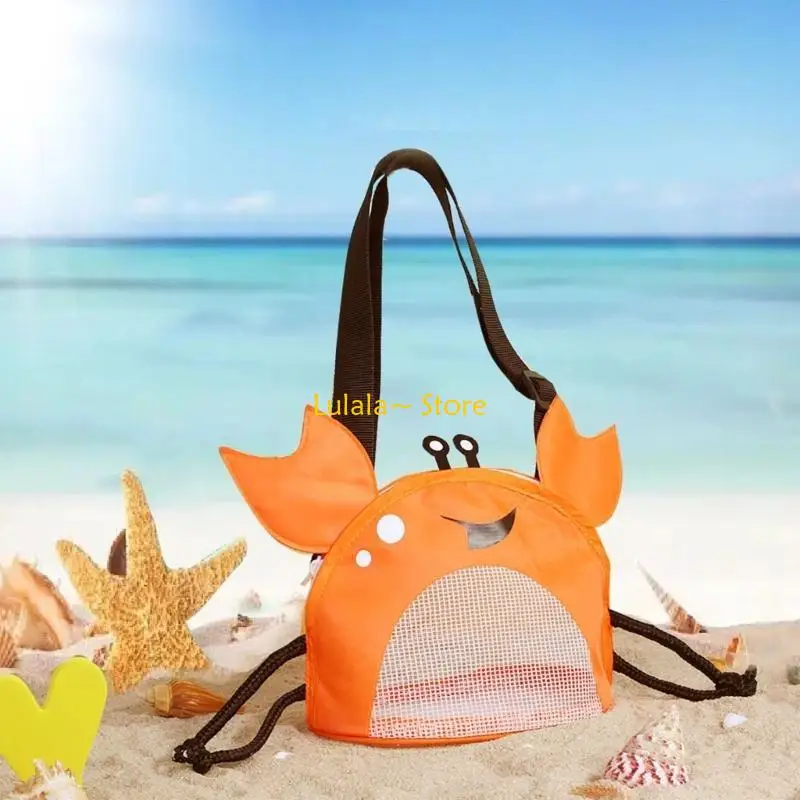 Y4QA Strandspielzeug-Netztasche, Kinder-Muschel-Sammeltasche mit Reißverschluss, verstellbarer Riemen zum Halten von für Jungen