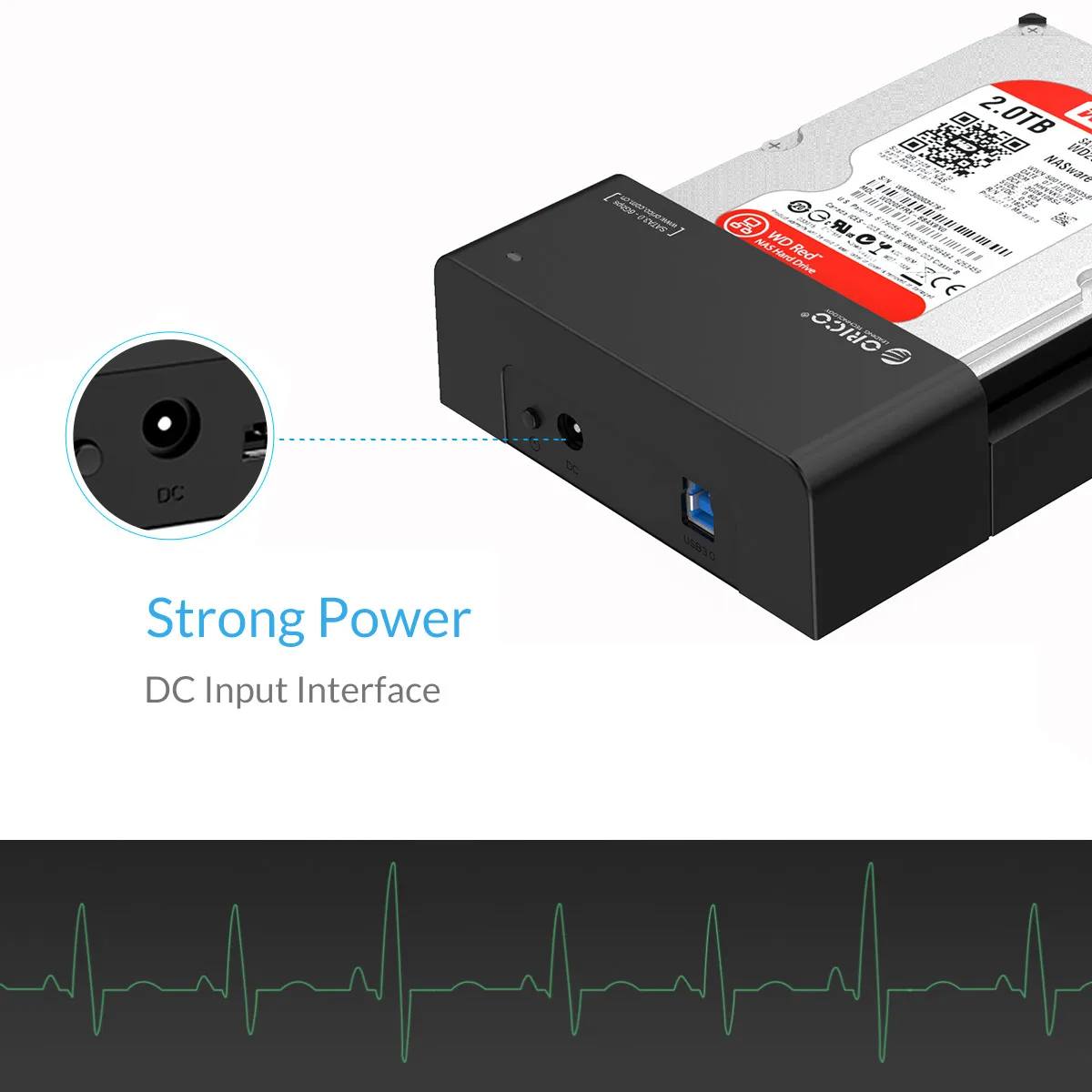 ORICO Estación de acoplamiento HDD de una sola bahía SATA a USB 3,0 Estación de acoplamiento de disco duro externo para HDD SSD de 2,5/3,5 pulgadas compatible con UASP