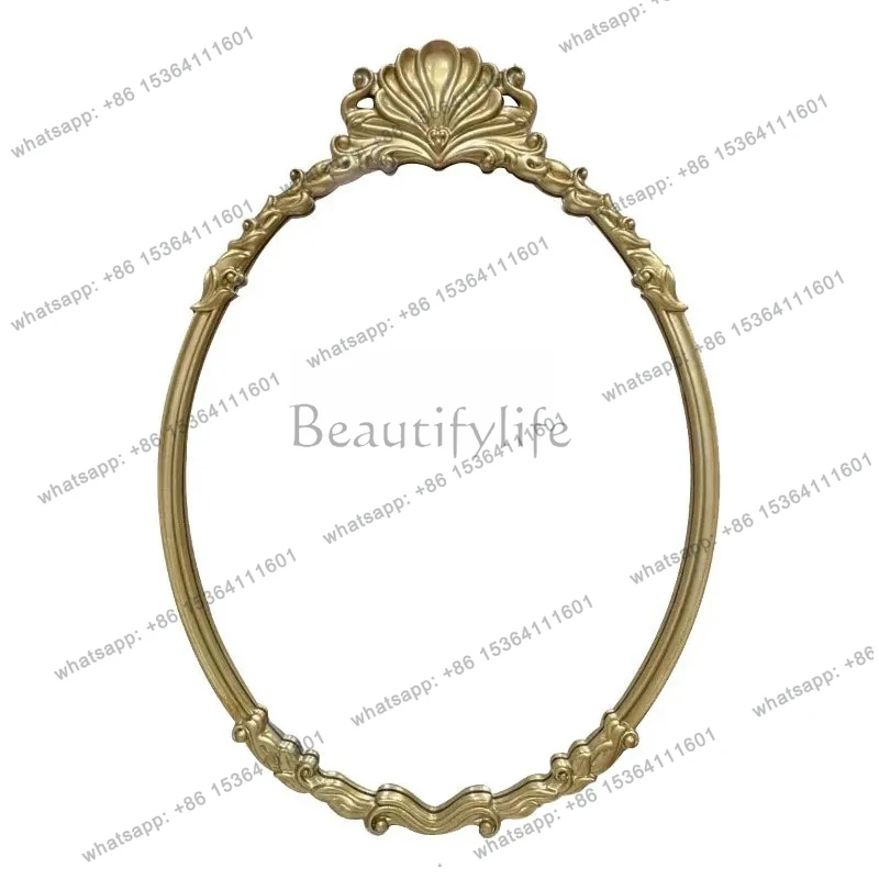 French bathroom carved mirror toilet makeup mirror wall hanging light luxury wall hanging vanity mirror