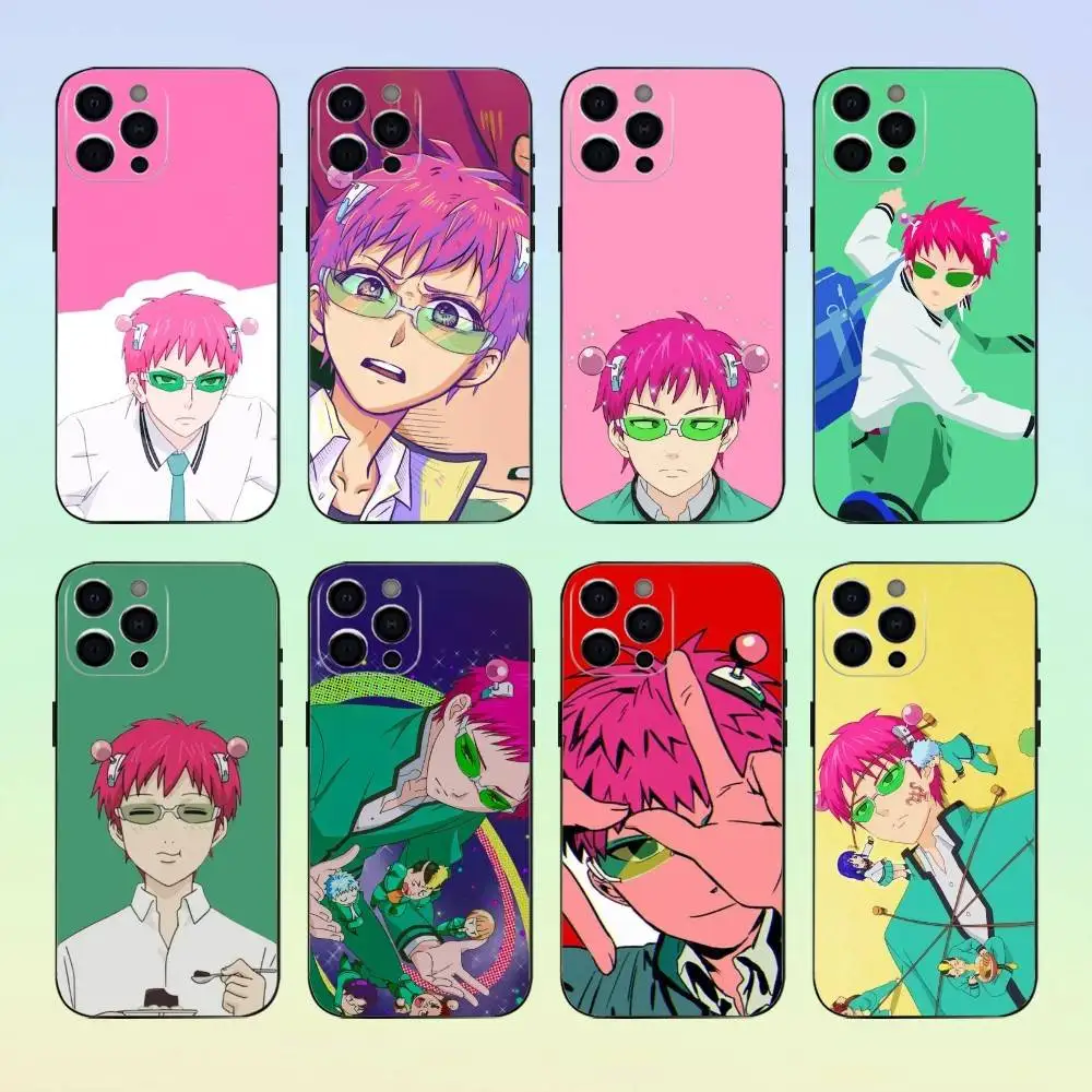 

S-Saiki K-KusuoS Cute Phone Case Silicone Soft For IPhone 17 16 15 14 13 12 11 Black Soft Silicone case