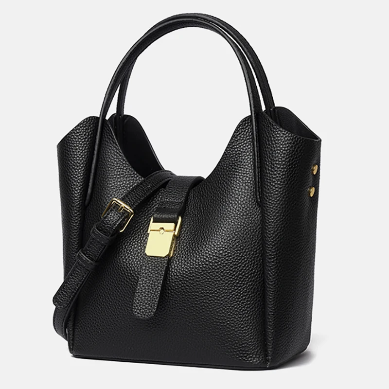 

2026Casual Bucket Handbag Women Large Capacity Shoulderbag PU Leather Vintage Shopping Slant Bag High-End Bucket Handbag Fashion