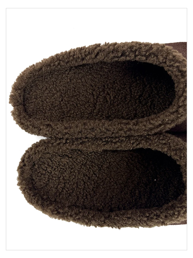 2027 Autumn Winter New Arrival Cow Suede Upper Warm Faux Shearling Lining Mango‑Toe Slip‑on Women's Home Mule Cotton Slippers