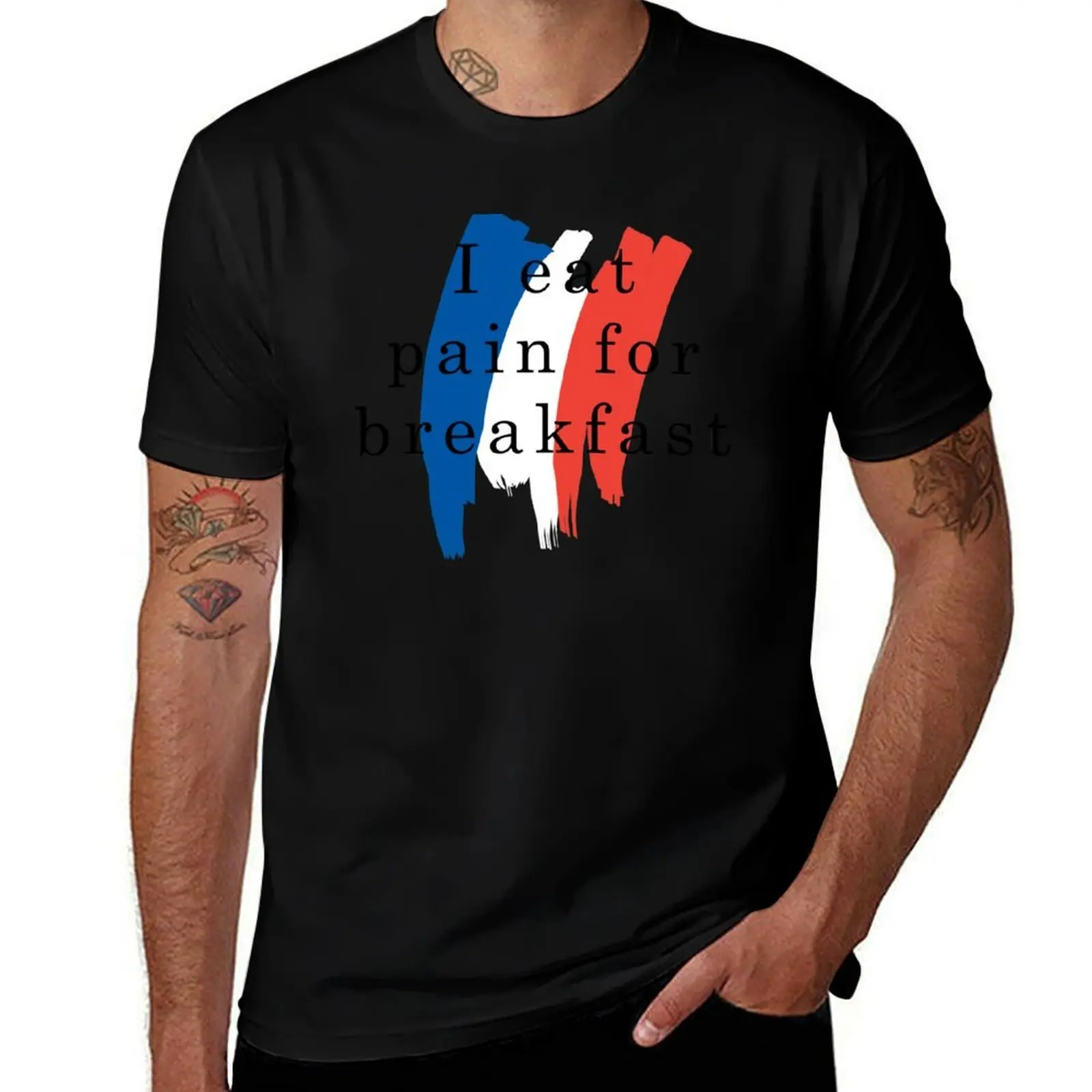 Französisches Essen von Schmerzen beim Frühstück T-Shirt Anime T-Shirt T-Shirt für Männer T-Shirt aus 100 Prozent Baumwolle